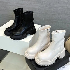 Black Soft Leather Ankle Boots