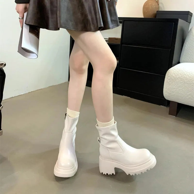 Black Soft Leather Ankle Boots