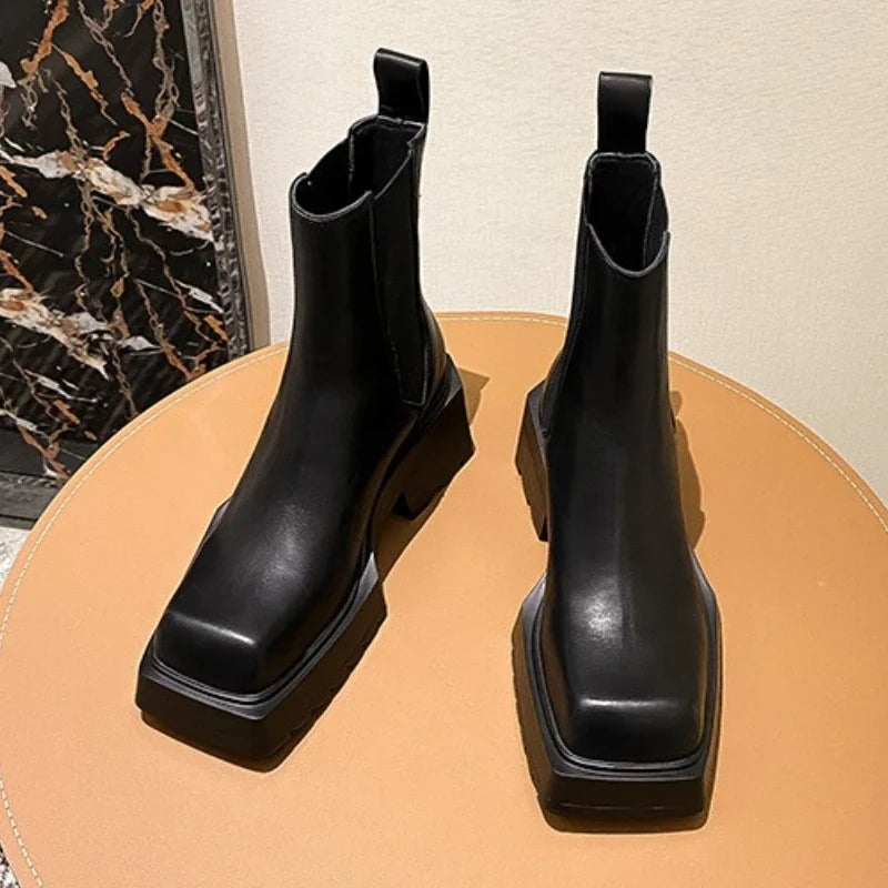 Black Soft Leather Chelsea Boots