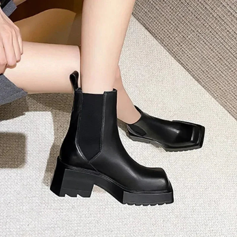 Black Soft Leather Chelsea Boots