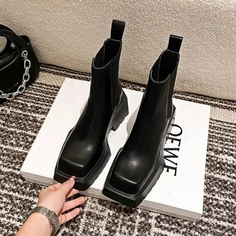 Black Soft Leather Chelsea Boots
