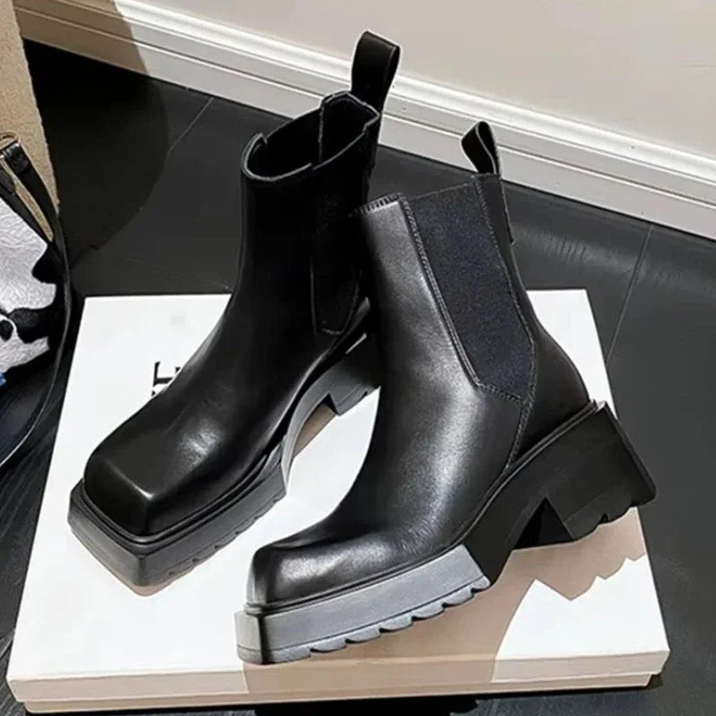 Black Soft Leather Chelsea Boots