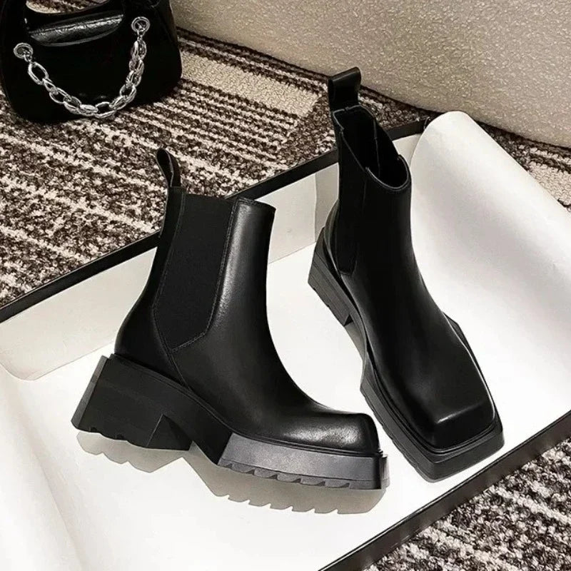 Black Soft Leather Chelsea Boots