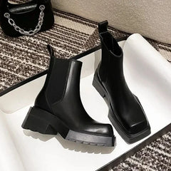 Black Soft Leather Chelsea Boots
