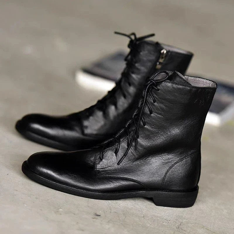 Black Soft Leather Lace Up Women's Ankle Boots