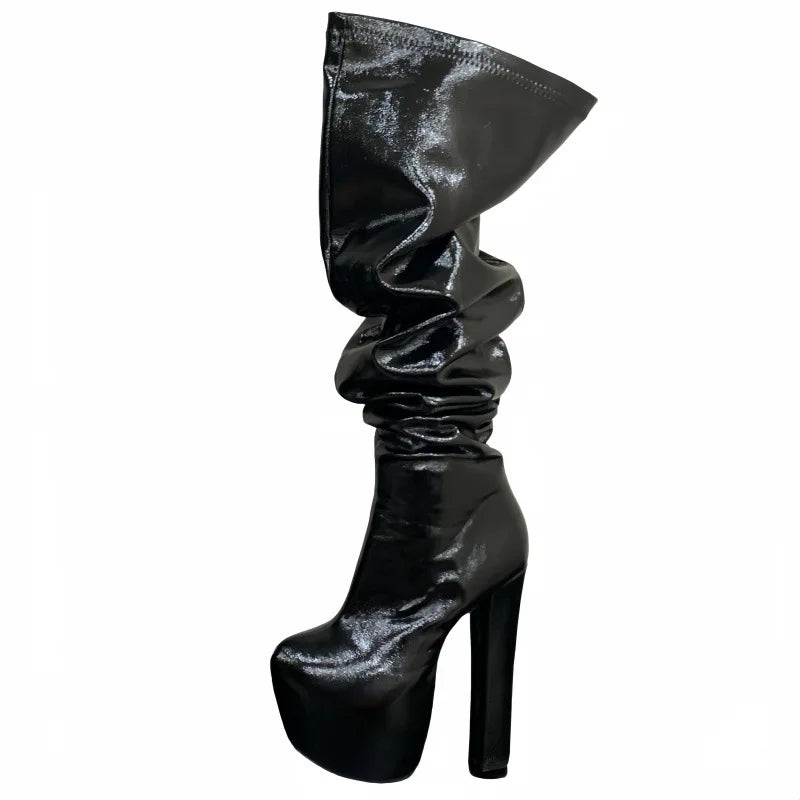 Black Soft Leather Over-the-Knee Boots
