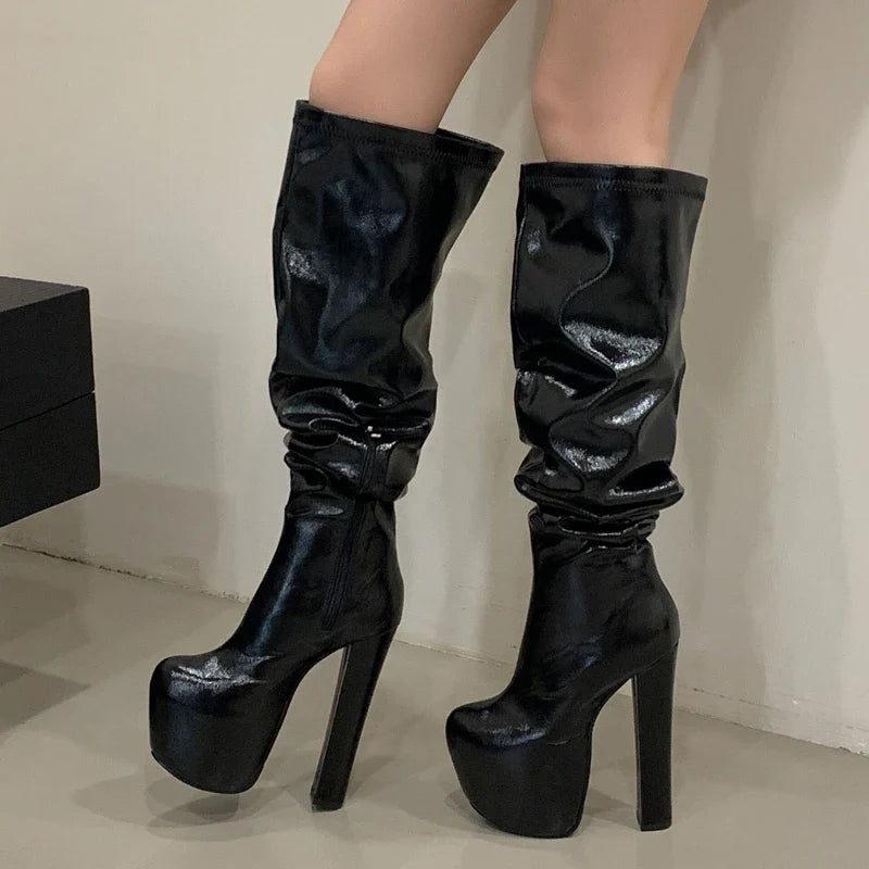 Black Soft Leather Over-the-Knee Boots