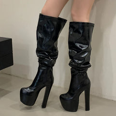 Black Soft Leather Over-the-Knee Boots