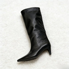 Black Soft Leather PU Knee-High Boots