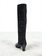 Black Soft Leather PU Knee-High Boots