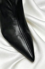 Black Soft Leather Winter Knee Boots