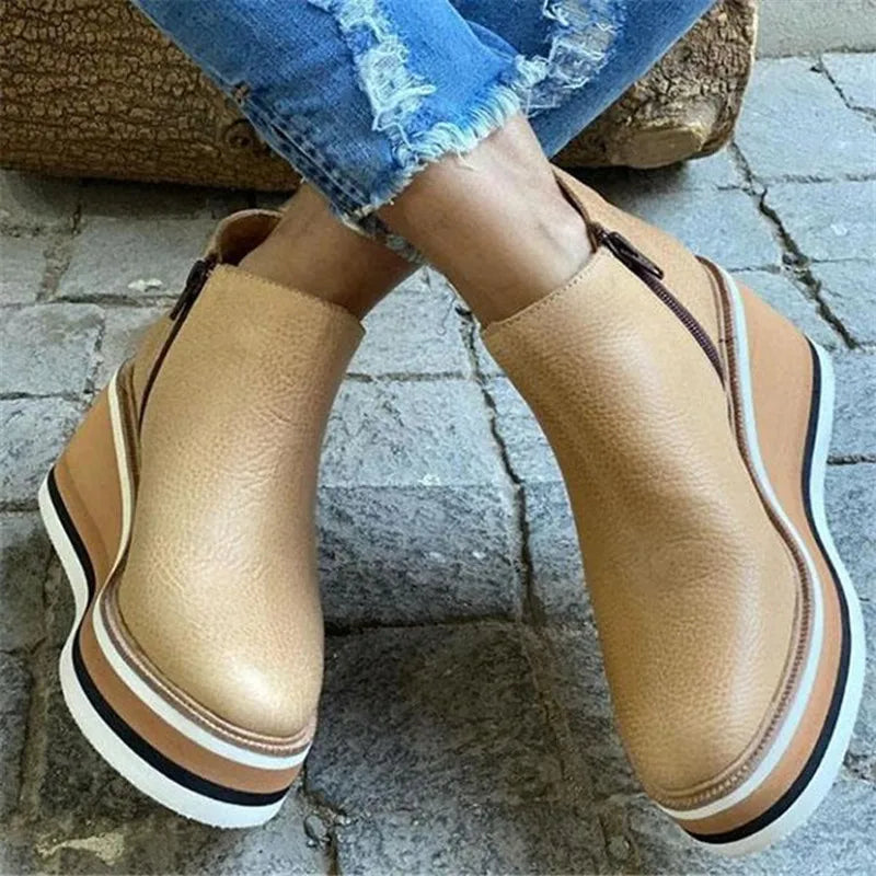 Flat Women's Zipper Boots
