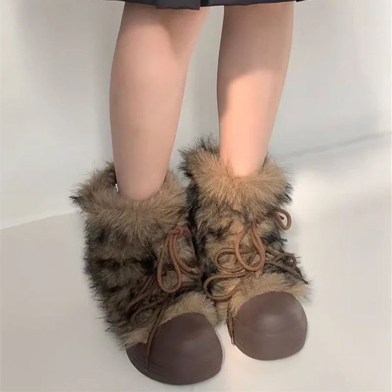 Bow Platform Women Snow Ankle Boots