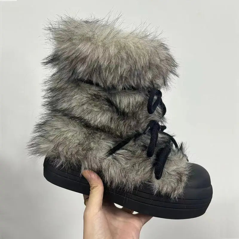 Bow Platform Women Snow Ankle Boots