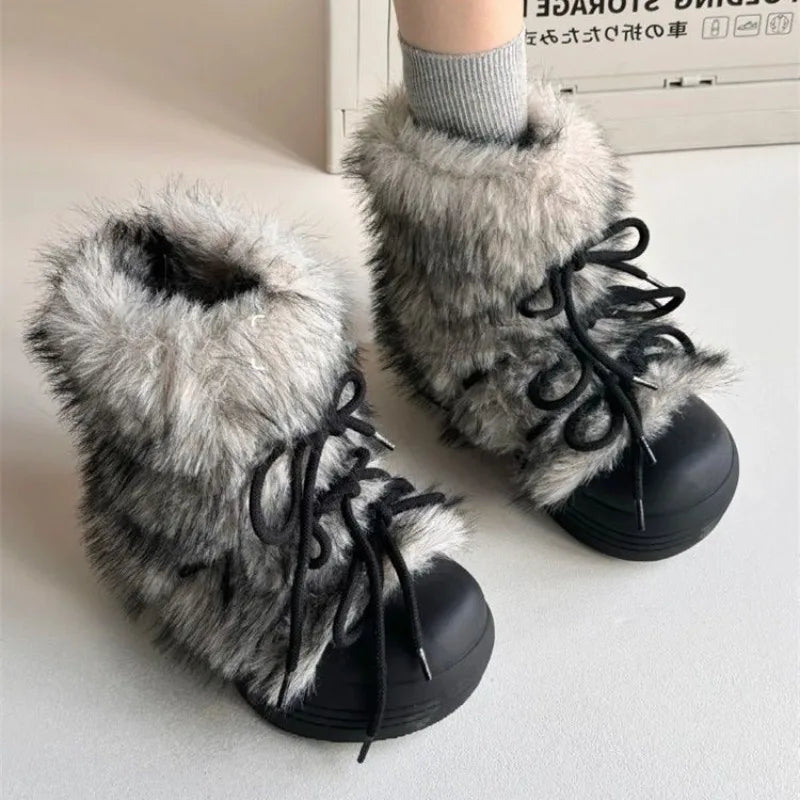 Bow Platform Women Snow Ankle Boots