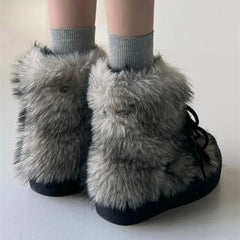 Bow Platform Women Snow Ankle Boots