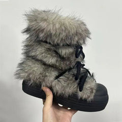Bow Platform Women Snow Ankle Boots