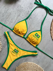 Brazilian Flag Halter Bikini Two-pieces Bikini Set