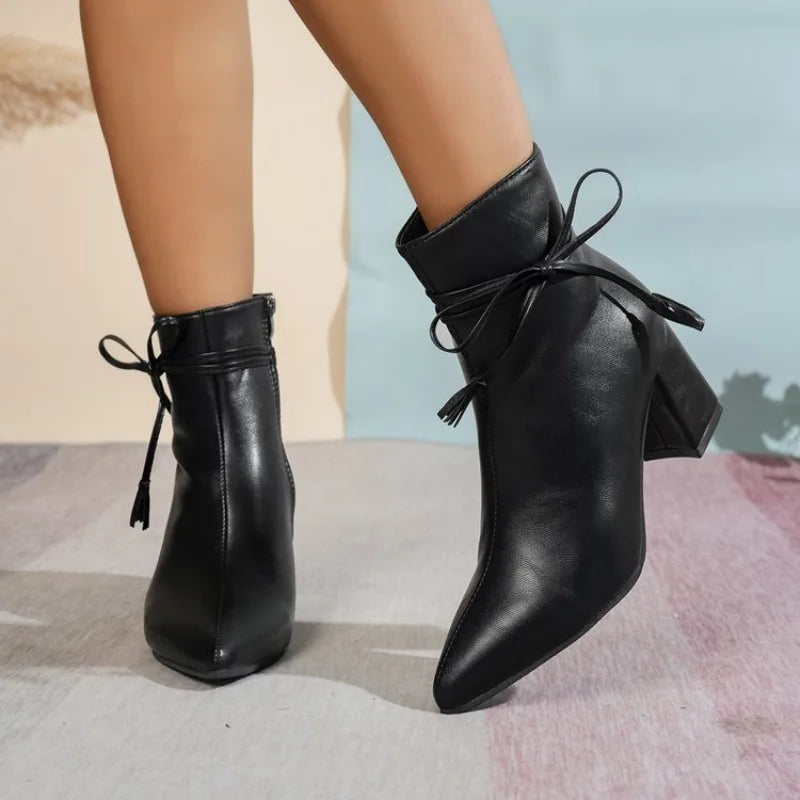 British Style High-heeled Short Boots
