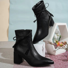British Style High-heeled Short Boots