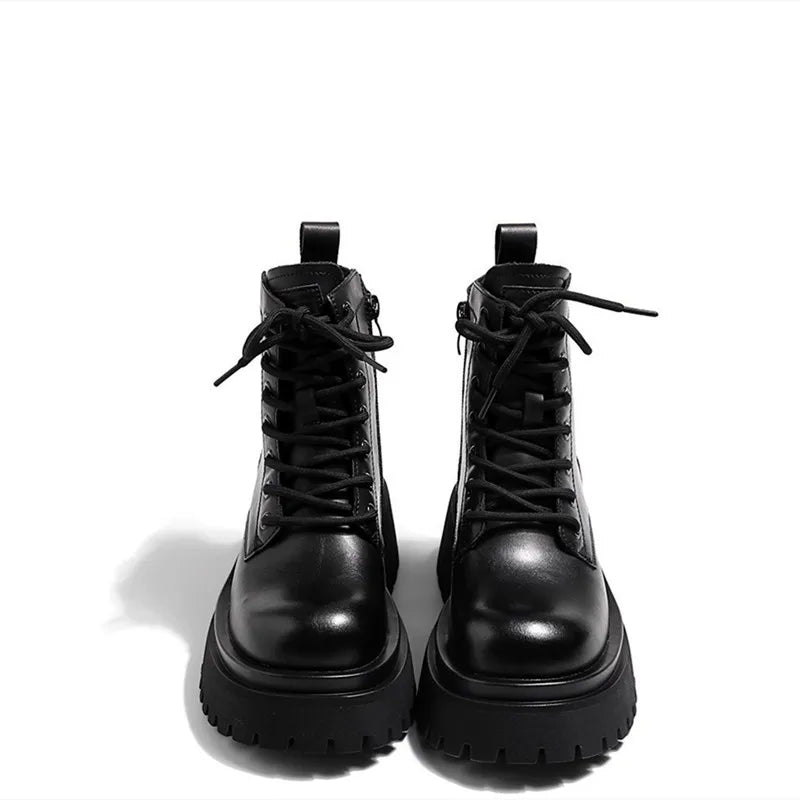 British Style Lace-up Thick Bottom Ankle Boots