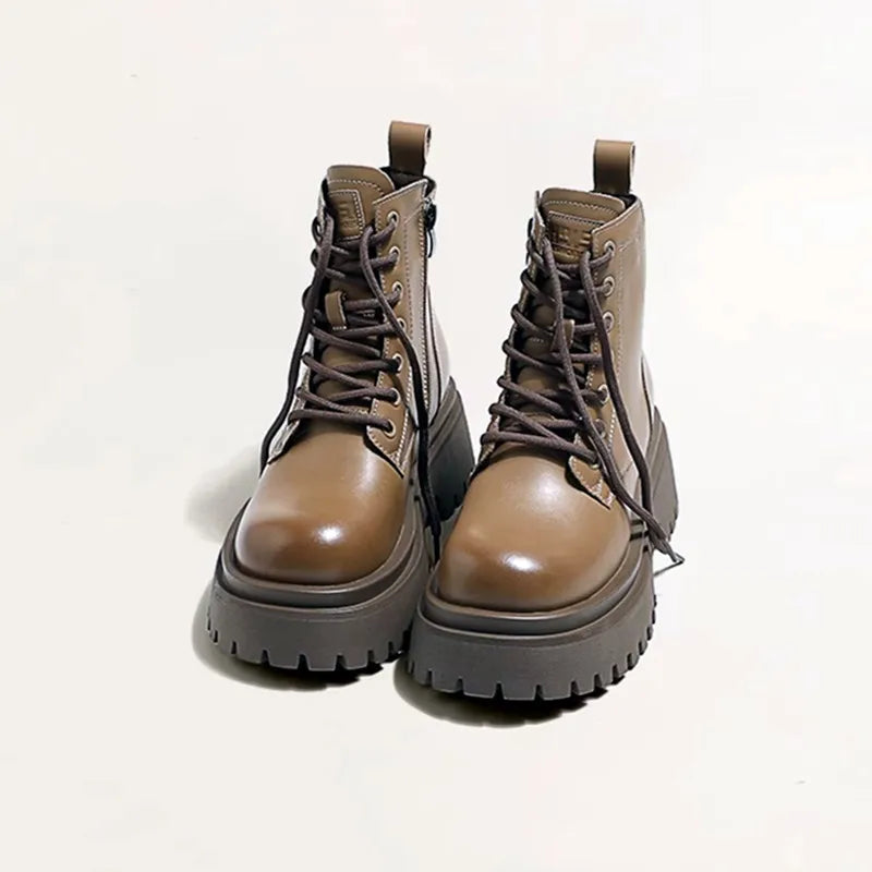 British Style Lace-up Thick Bottom Ankle Boots