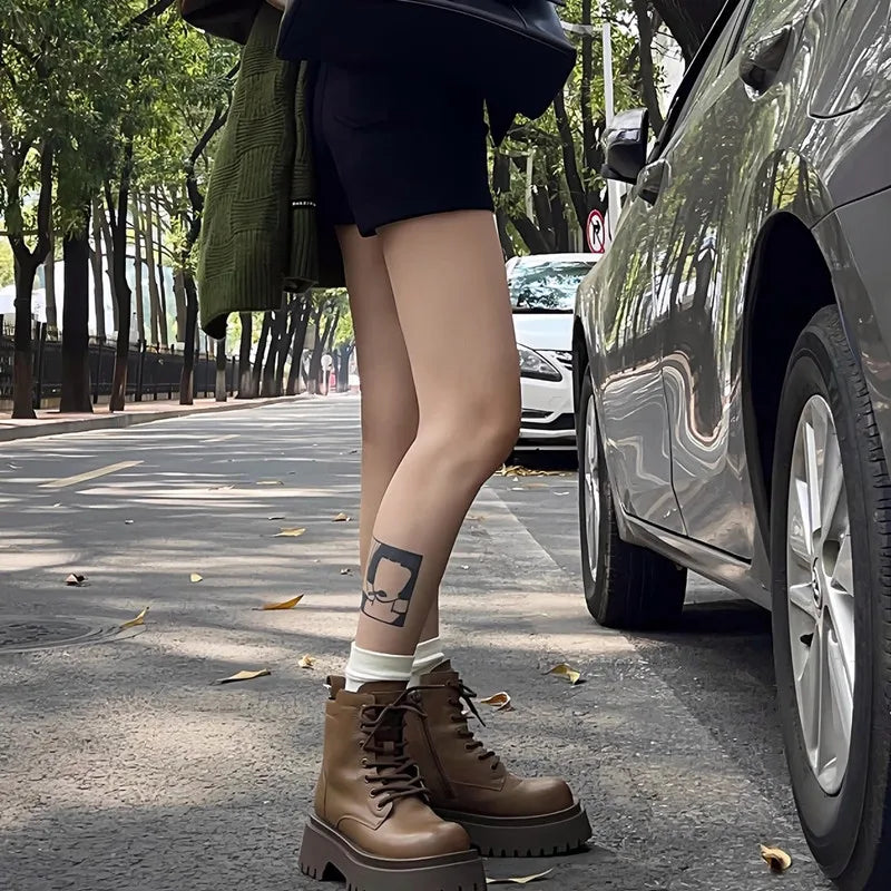 British Style Lace-up Thick Bottom Ankle Boots