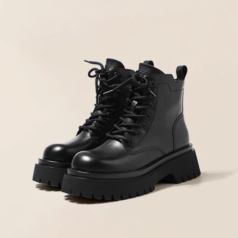 British Style Lace-up Thick Bottom Ankle Boots