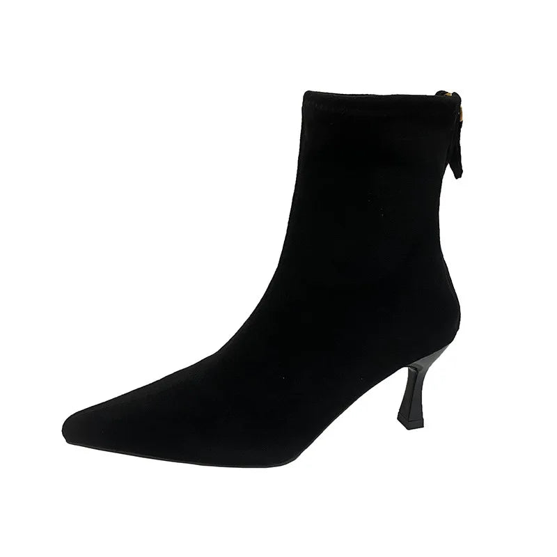 Brown High-heeled Short Boots