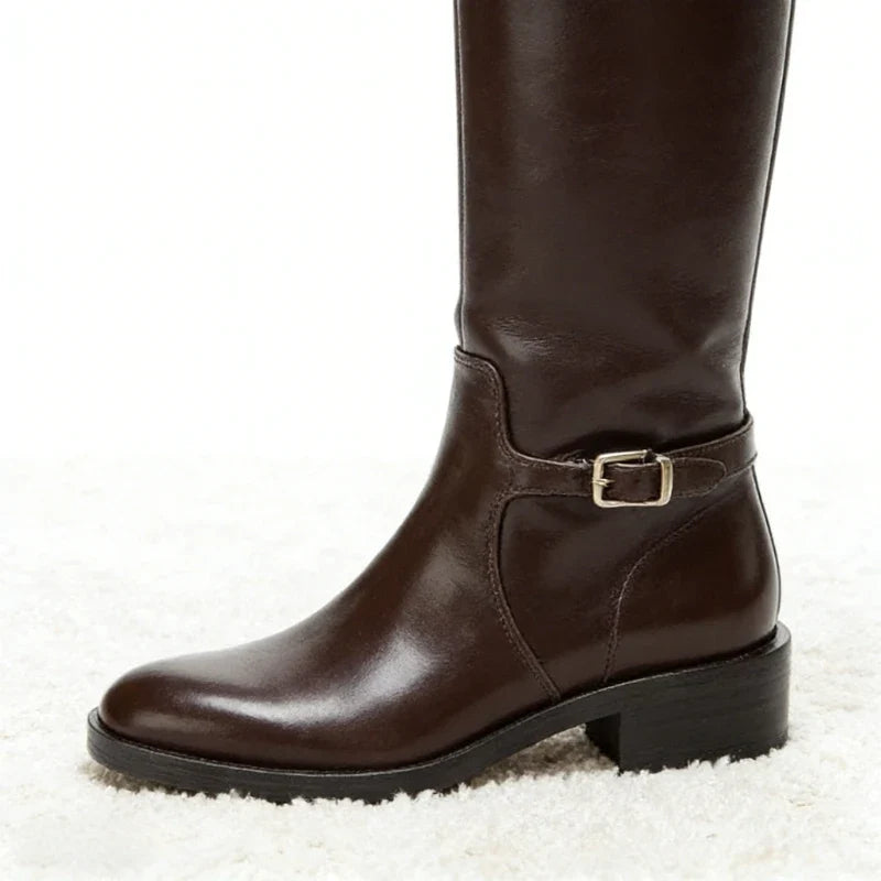 Brown Leather Knee High Boots