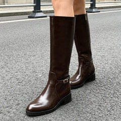 Brown Leather Knee High Boots