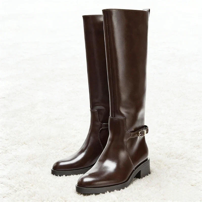 Brown Leather Knee High Boots