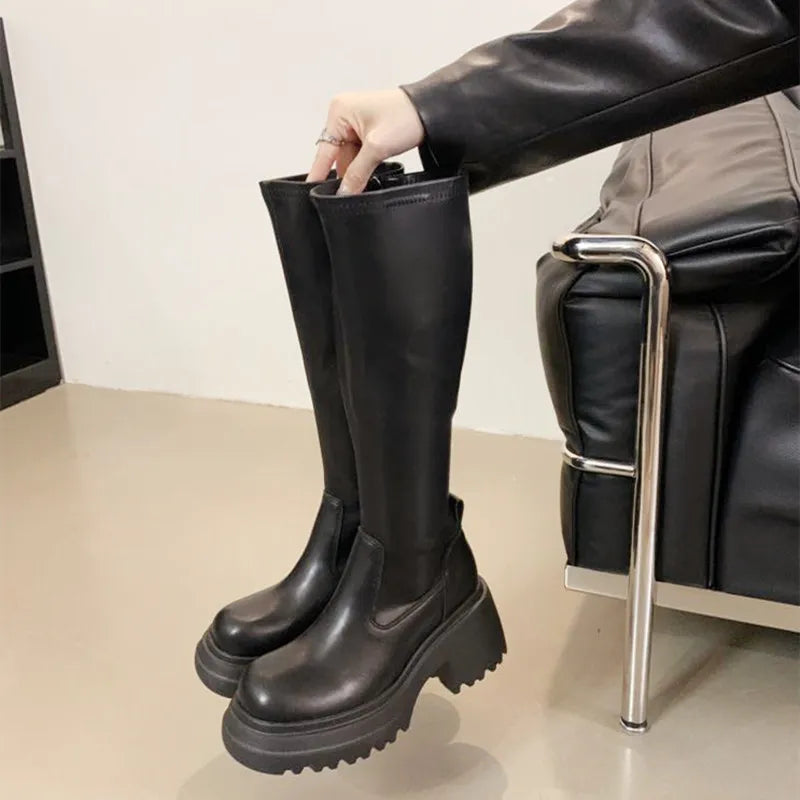 Brown Long Knee Women's Boots