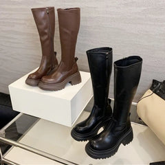 Brown Long Knee Women's Boots