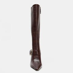 Brown Pointed Toe Knee High Boots