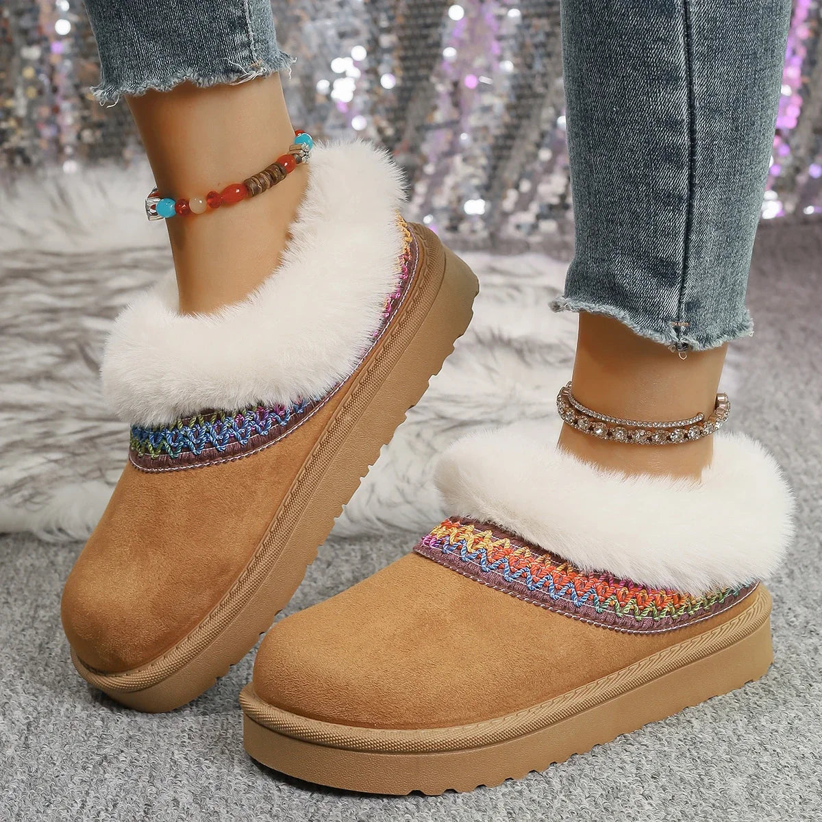 Casual Ethnic Embroidery Snow Boots