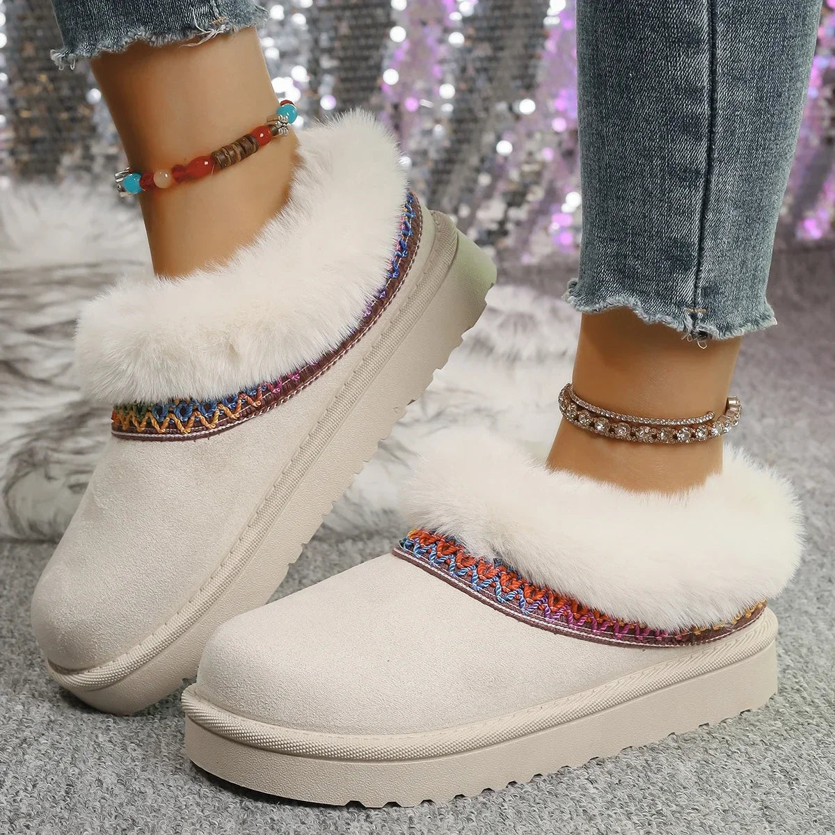 Casual Ethnic Embroidery Snow Boots