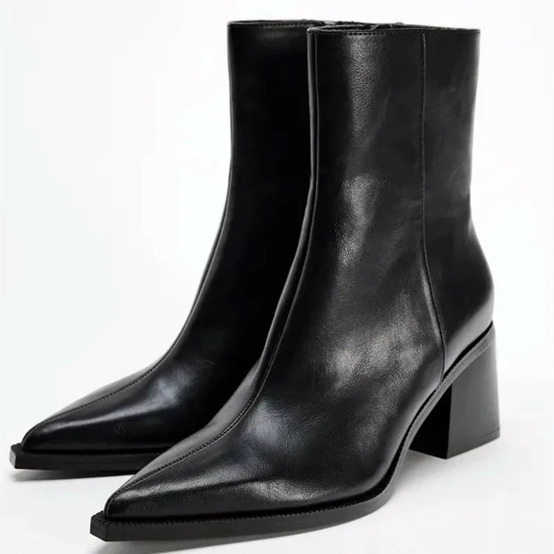 Chunky Heel Soft Leather Chelsea Boots