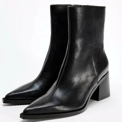 Chunky Heel Soft Leather Chelsea Boots