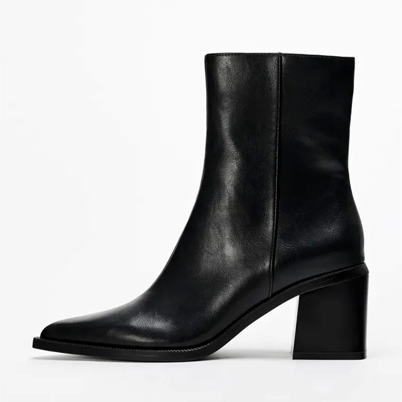 Chunky Heel Soft Leather Chelsea Boots
