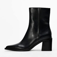 Chunky Heel Soft Leather Chelsea Boots