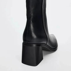 Chunky Heel Soft Leather Chelsea Boots