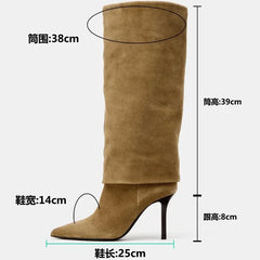 Comfort Brown Faux Suede Knee Boots