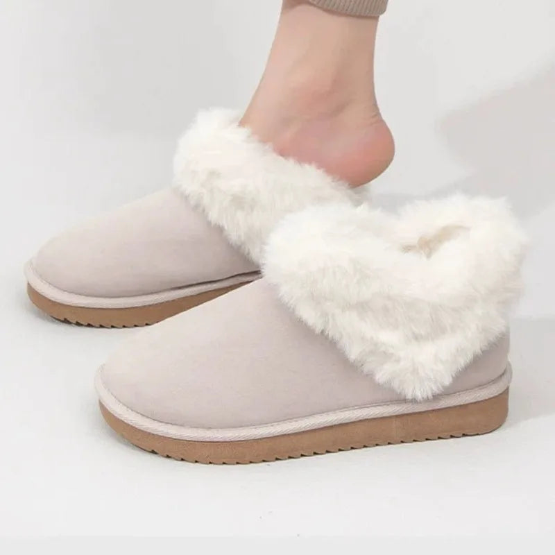 Comfort Faux Suede Khaki Snow Boots