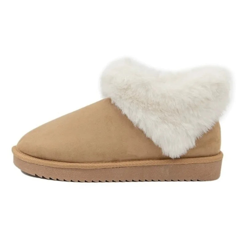 Comfort Faux Suede Khaki Snow Boots
