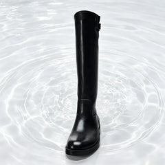 Comfortable Soft Leather Black Knee Boots