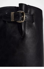Comfortable Soft Leather Black Knee Boots