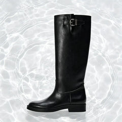 Comfortable Soft Leather Black Knee Boots