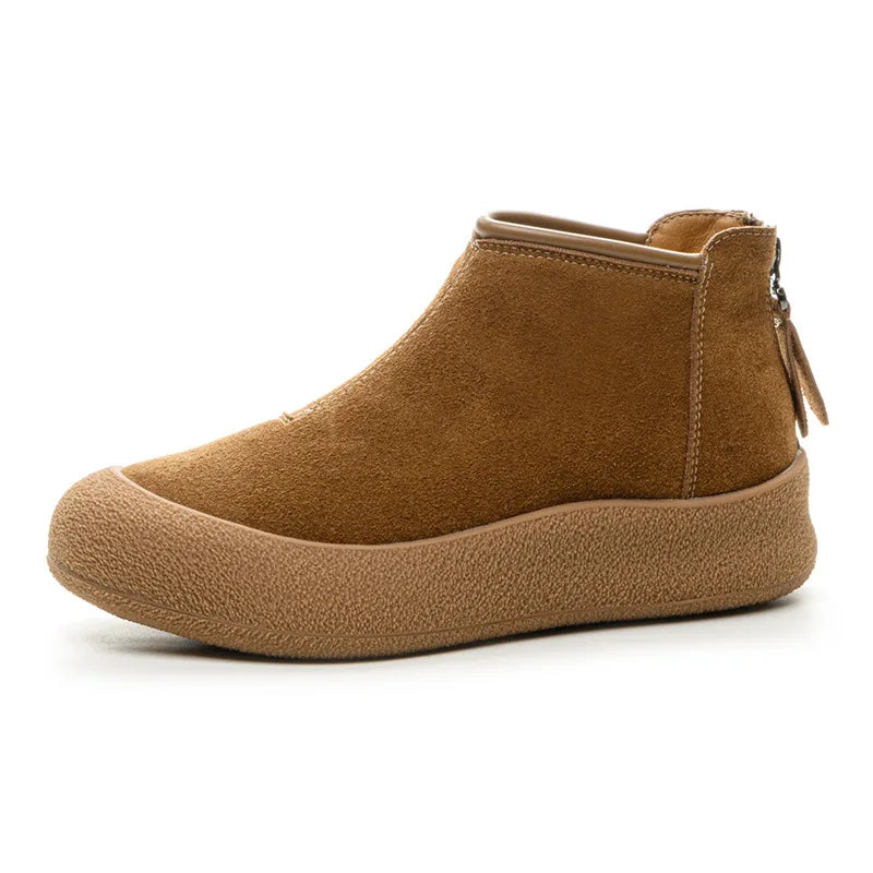 Cow Suede Plush Lining Warm Ankle Boots