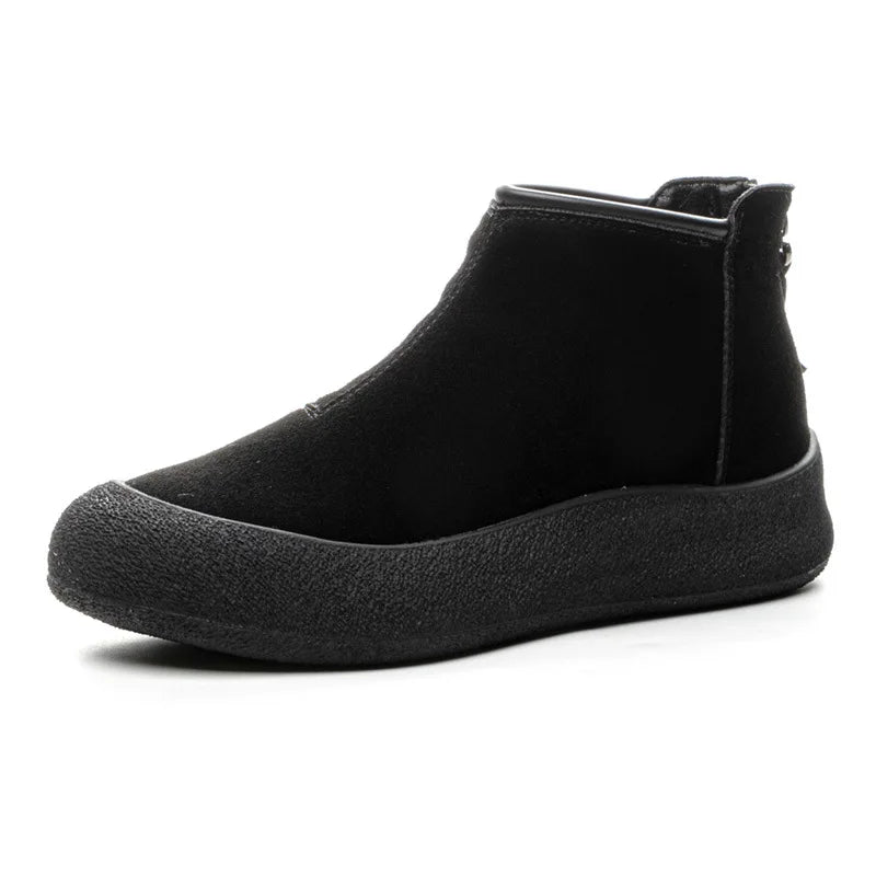 Cow Suede Plush Lining Warm Ankle Boots